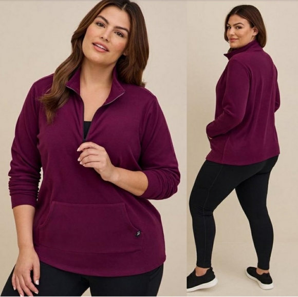 torrid Tops - Torrid Happy Camper Potent Purple Super Soft Micro Fleece Active Pullover